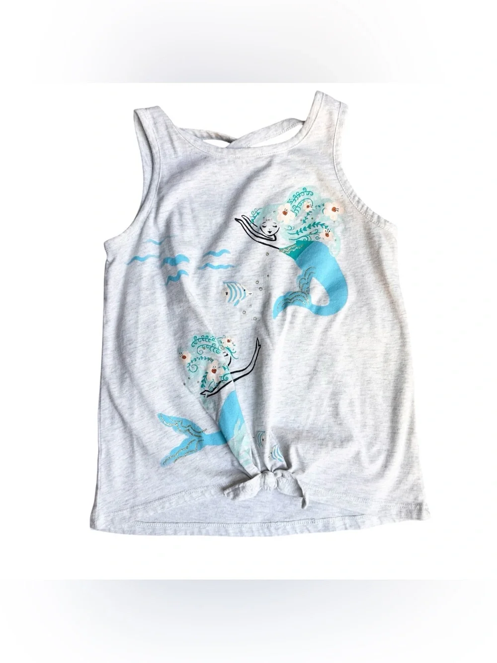 Carter's size 7 Girls light gray mermaid tank top sleeveless